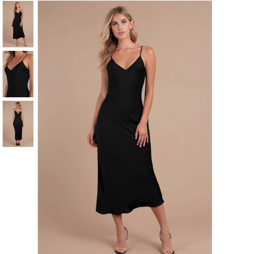 Vintage Bias Cut Black Midi Slip Dress